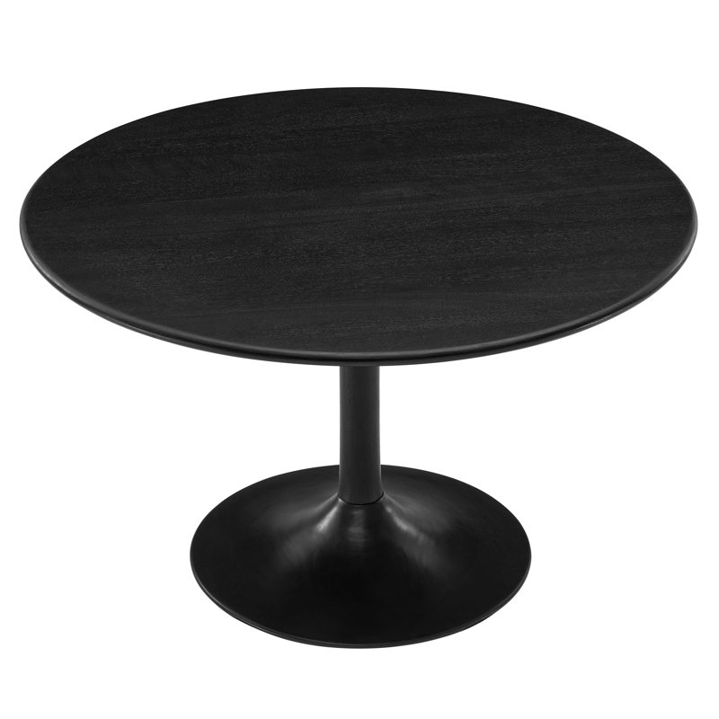 Lippa 48" Round Solid Wood Dining Table, Black