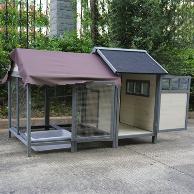Grandes poulaillers d'extérieur, poulaillers en bois avec boîtes à couveuse, cages à oiseaux, pouvant accueillir de 3 à 5 poules, cages à lapin imperméables et protectrices du soleil (gris foncé et beige)