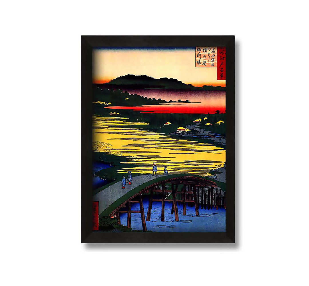 Gerahmtes Leinwandbild Hiroshige Sugatami Bridge