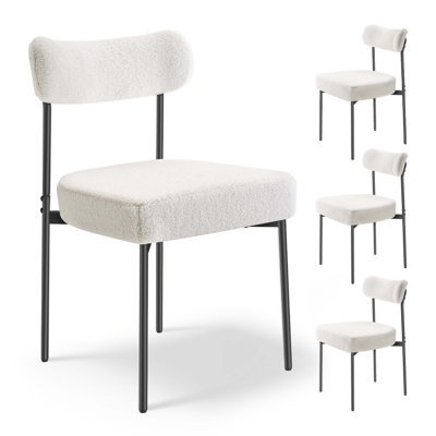 Set Of 4 Boucle Dining Chairs