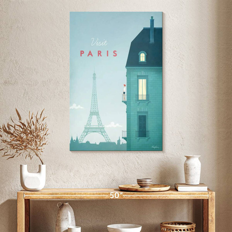 Affiche de voyage rétro Aime Paris, H 39 po x l 26 po