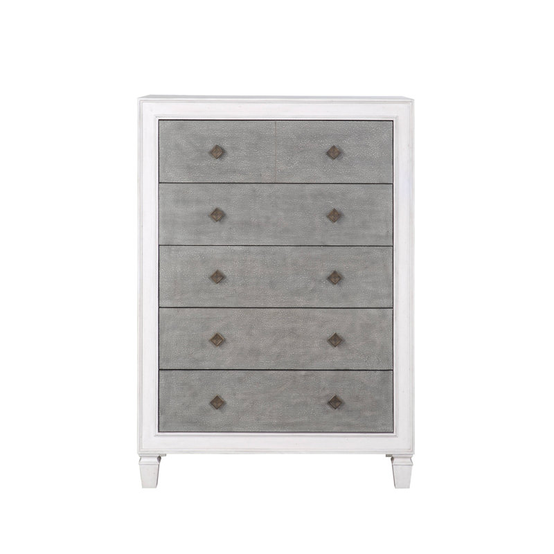 Commode Katia gris rustique et blanc vieilli