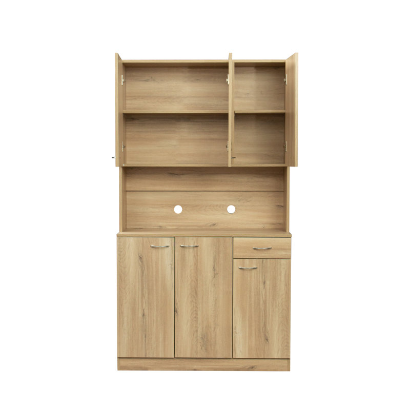 Armoire autoportante haute autoportante, unité de rangement multiple avec 6 portes fermées, tiroir simple et tablette ouverte, organisateur de grande capacité pour la cuisine, la chambre à coucher et le salon