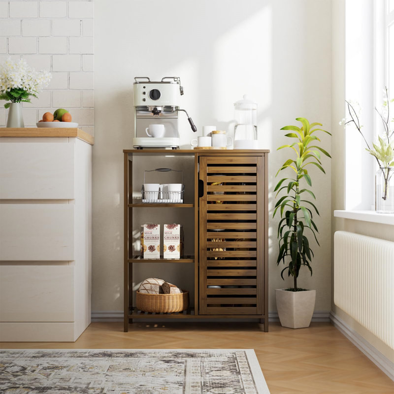 Bamboo Freestanding Bathroom Cabinet, Walnut