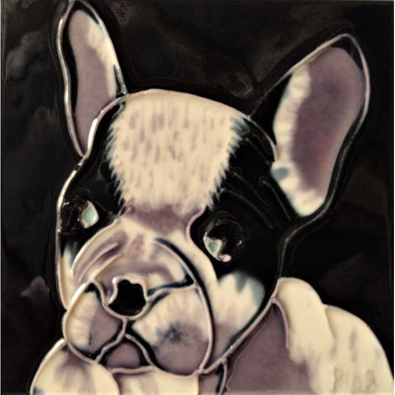 Décoration murale et porte-gobelet 4 x 4 po Bouledogue français en céramique