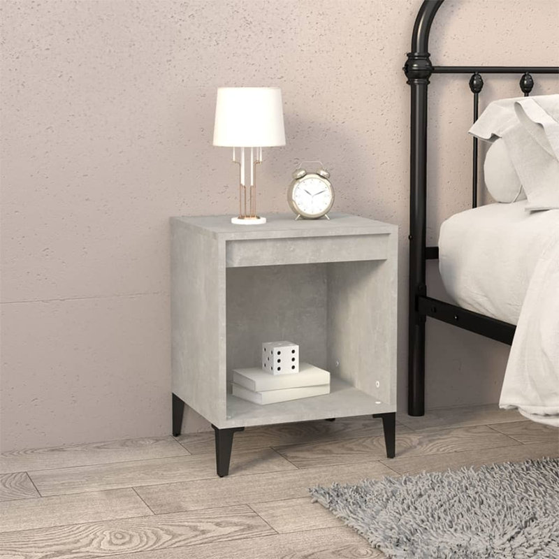 Jarik 40cm W Solid Wood Bedside Table, Grey, Set of 2