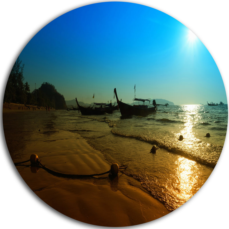 Photographie « coucher de soleil avec bateau dans andaman sea », H 23 po x l 23 po x P 1 po, Métal