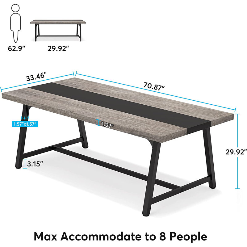 Table de salle à manger 70,87 po Baeumel, Gris / Noir