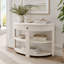 Console demi-lune cannelée avec tiroir et tablettes-327739952