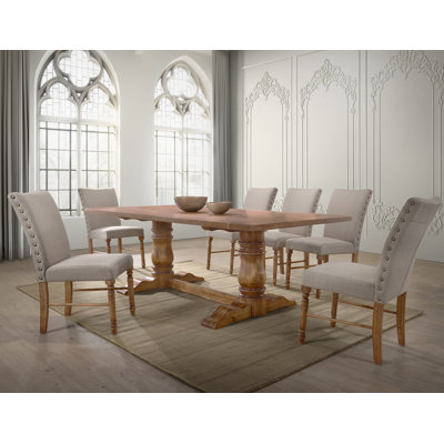 Saniyah Solid Wood 88" Rectangular Dining Table