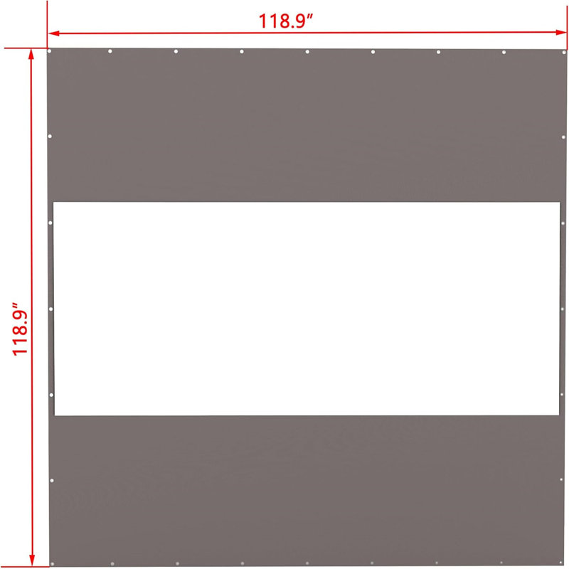 Rideau transparent d'extérieur robuste, Gris, H 83 po x l 118,9 po