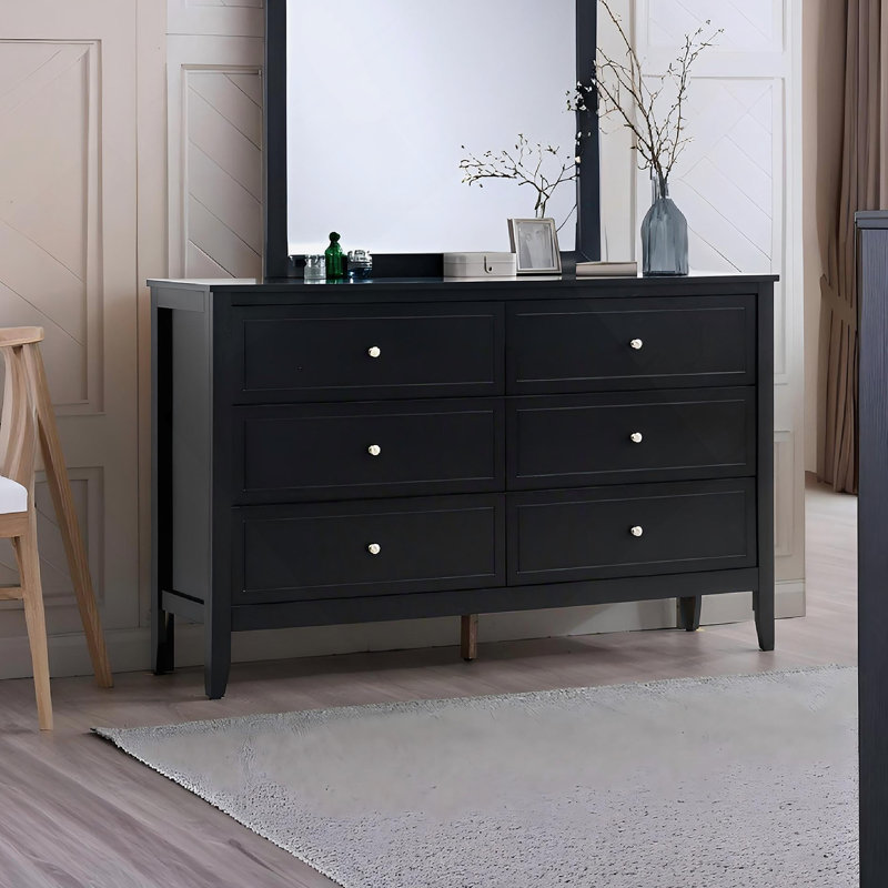 Commode 6 tiroirs Woonden, Noir