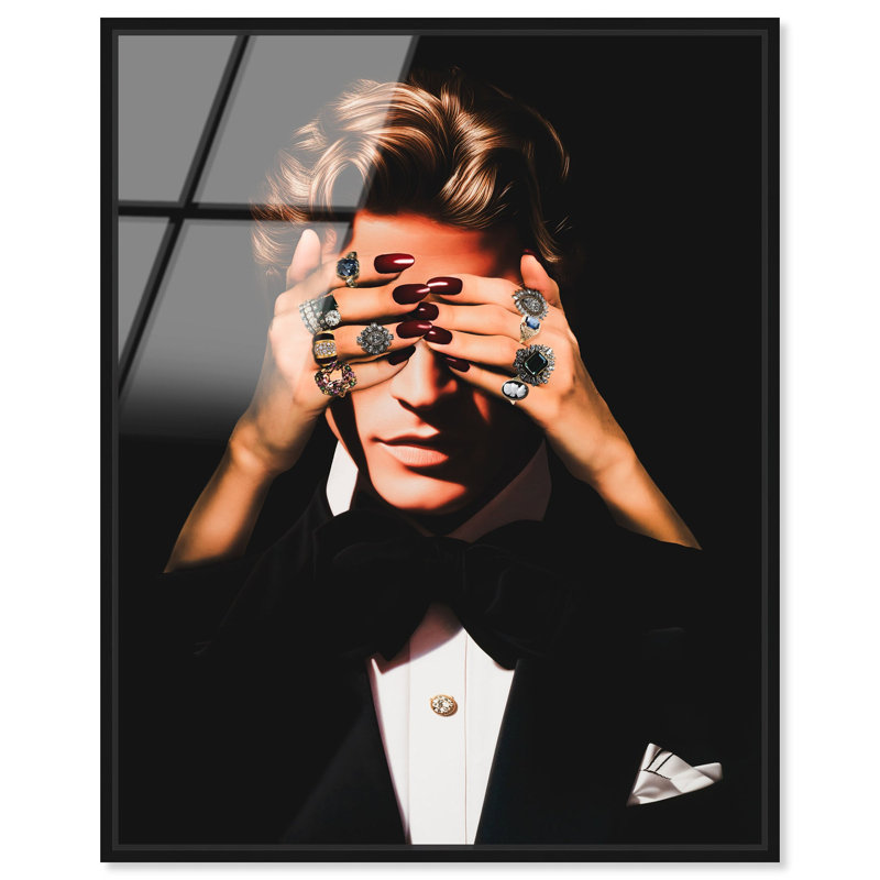 Lady of The Rings Bright Fashion and Glam Framed Acrylic Art by Oliver Gal, 31" H x 25" W, Black