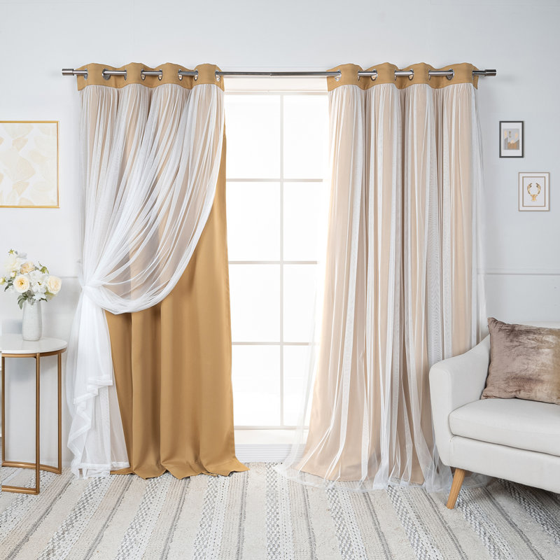 Paire de rideaux obscurcissant avec œillets Fortuna Brockham, Blé, L 52 po x L 84 po
