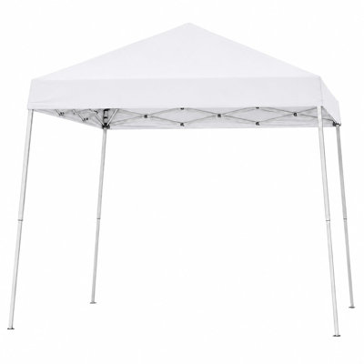 Auvent 10 x 10 pi avec tissu Oxford, pavillon de jardin pliant instantané avec pieds inclinés, abri extérieur portable pour patio et plage, blanc