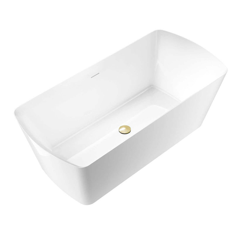 Camille 59 " L x 29.5 " W Freestanding and Mounting / Installation Required Soaking Acrylic Bathtub, Polished Brass
