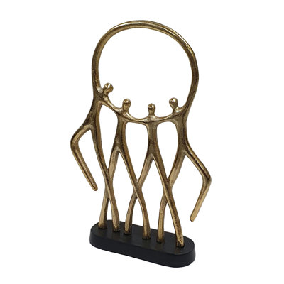 Sculpture de famille - 10,5 x 3 x 15,5 po - or
