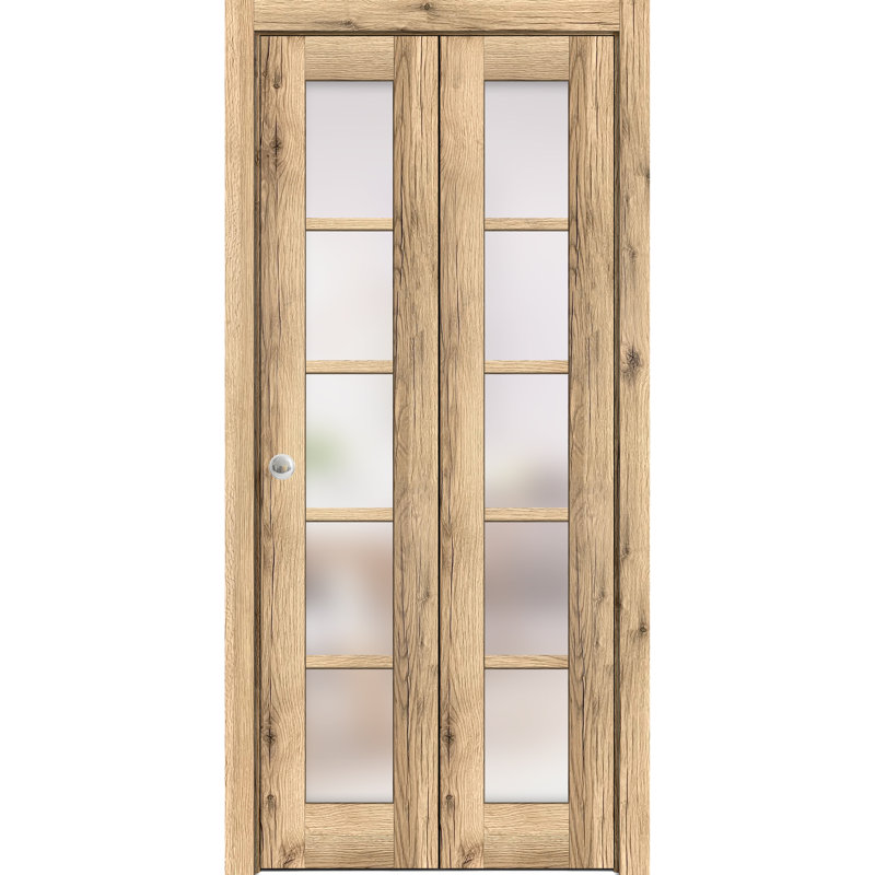Porte pliante à panneaux en bois Quadro, 64 po x 80 po, Chêne