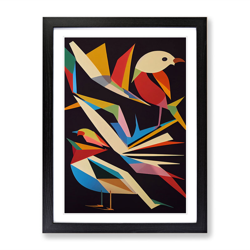 Bird In Abstract No.3 - Single Picture Frame Print, Black, 64cm H x 46cm W x 2cm D