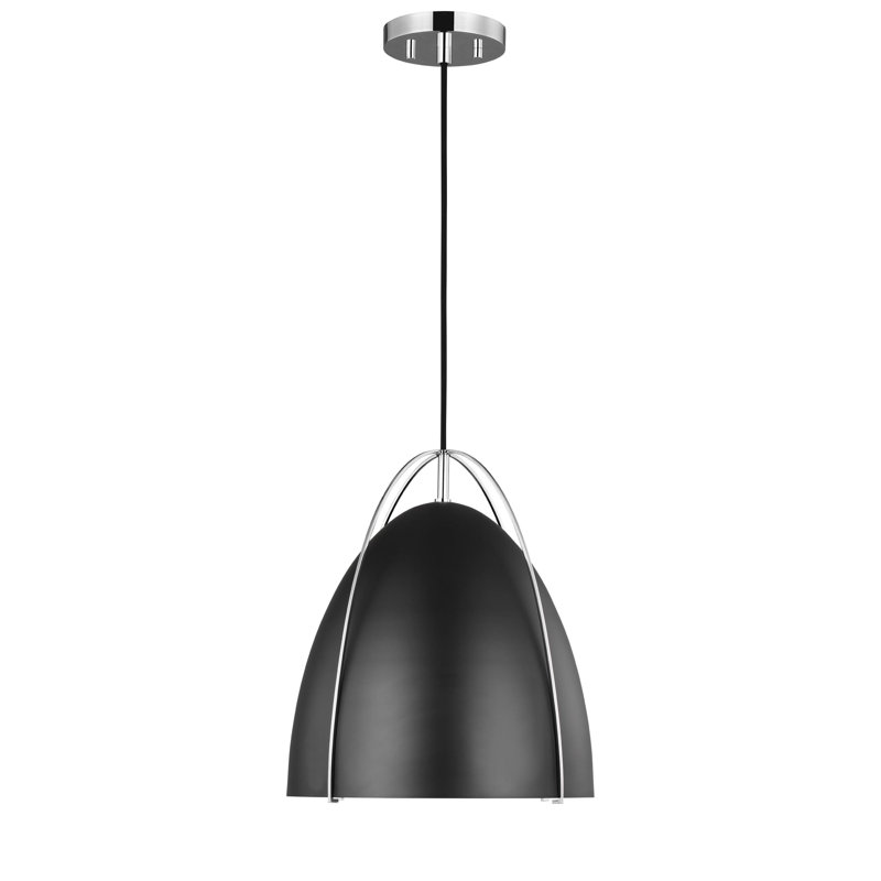 Norman One Light Pendant from Visual Comfort Studio, Chrome, Black, No