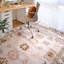 Tapis floral tissé à la machine en chenille crème-856851907