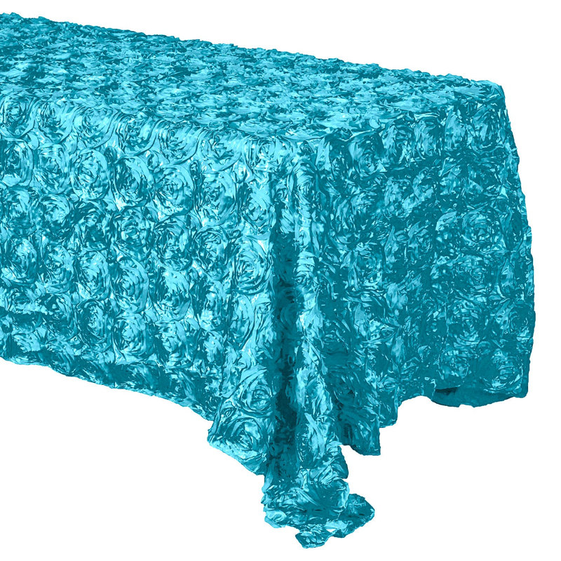 Silvie Floral Polyester Tablecloth, 108" x 54", Turquoise