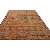 Rug & Kilim's Homage Geometric Beige Red And Gold Wool Custom Rug