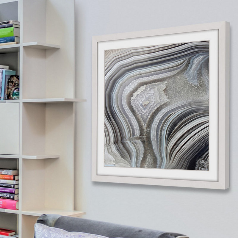 Valley of Waves White Framed Abstract Canvas Print, 18" x 18"