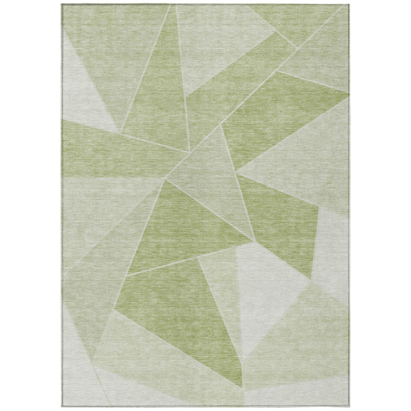 Tapis intérieur / extérieur géométrique vert menthe et sauge HomeRoots 10 pi x 14 pi