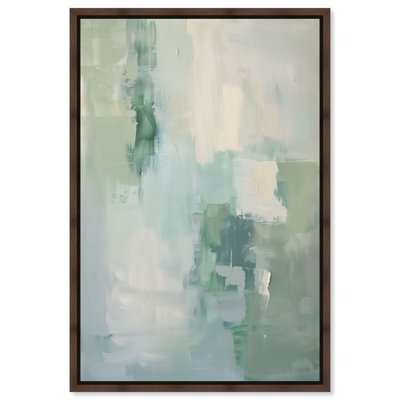 Mossy Patch IV Framed Canvas Print Green Abstract Art by Art Remedy, Walnut Frame, 10 x 15