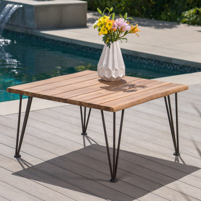 Table basse de jardin - Structure en bois et métal, 82,5 cm L x P x H 45,7 cm, 10,1 kg, finition Shimmer Industrial Deck Iron, 82,5 x 82,5 x 45,7 cm, pailletée