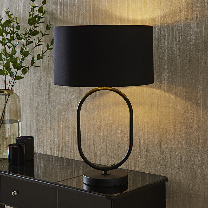 Demetry Metal Table Lamp, Cotton / Cotton Blend