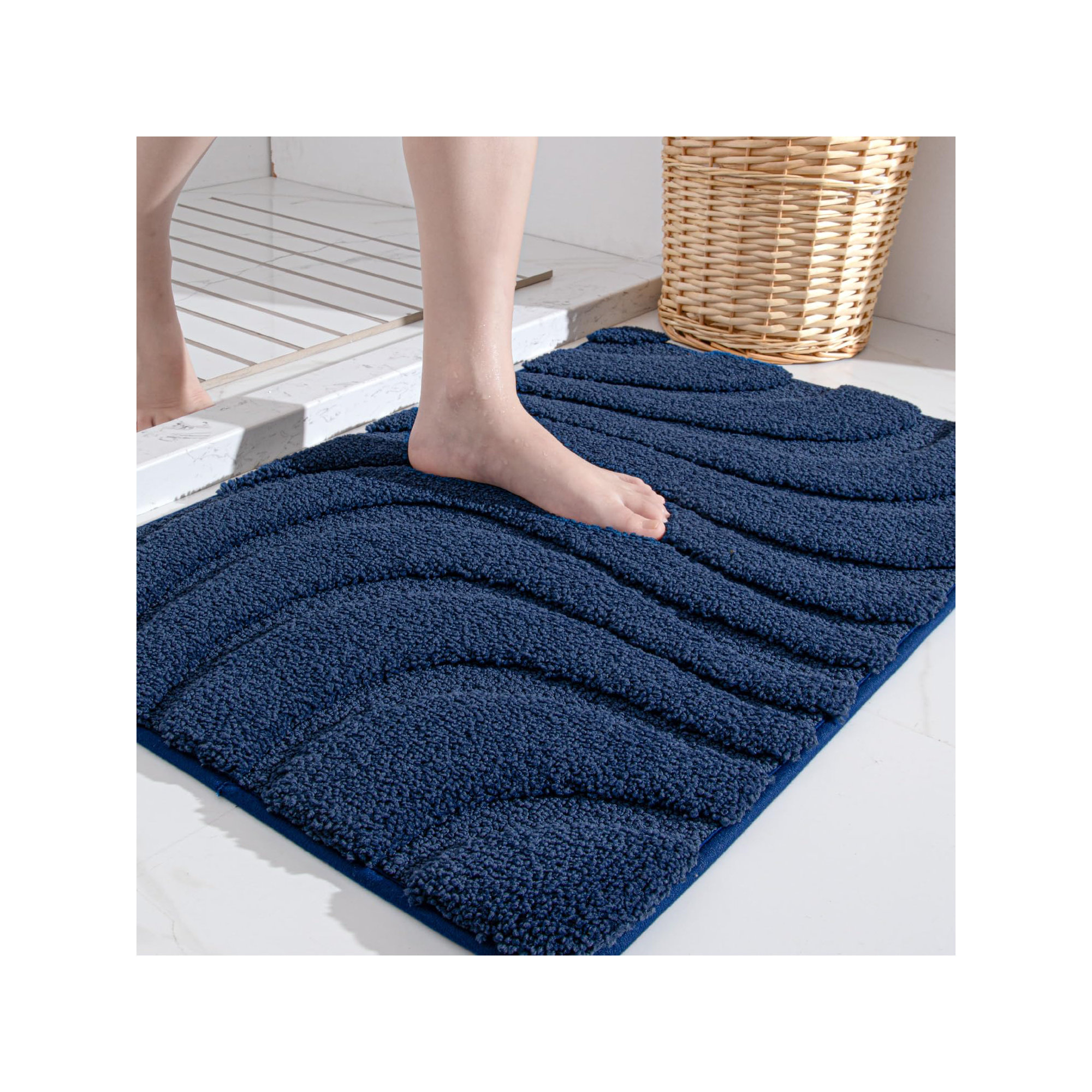 Gagetown Non-Slip Bath Rug, Blue, 20" W x 32" L