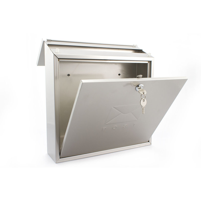 Contemporary Wall Mounted Reverse Mounting Galvanised Steel Lockable Weatherproof Post Box - 36x36x11cm