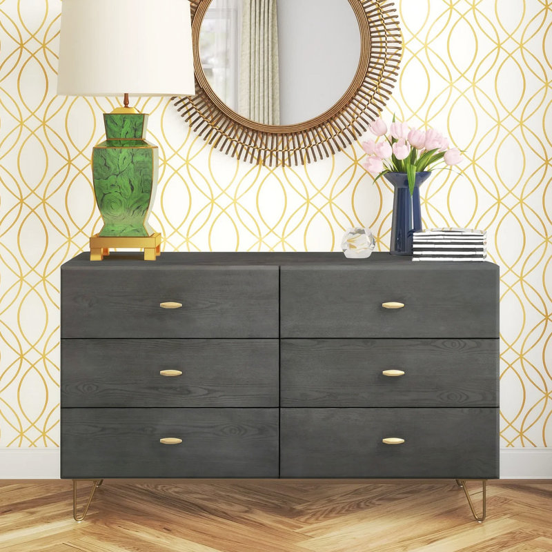 Commode 6 tiroirs Dorothy, gris