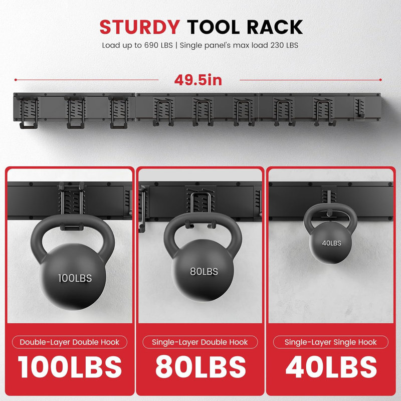 3 pièces Support de rangement pour outils de garage, outil de support de rangement de garage robuste
