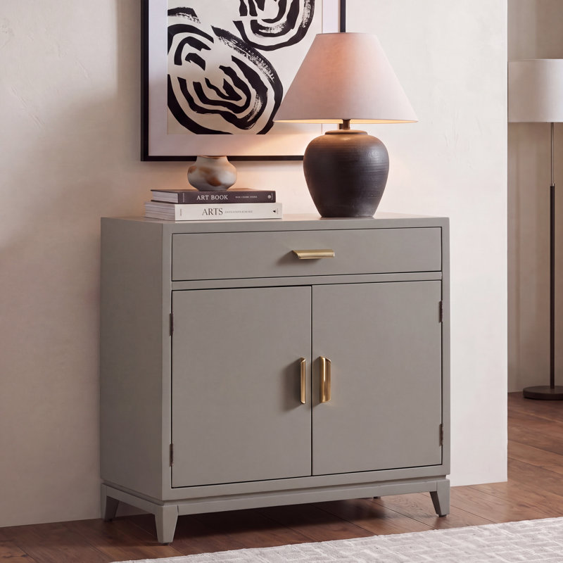 Albanie Solid Wood Accent Cabinet, Dark Gray