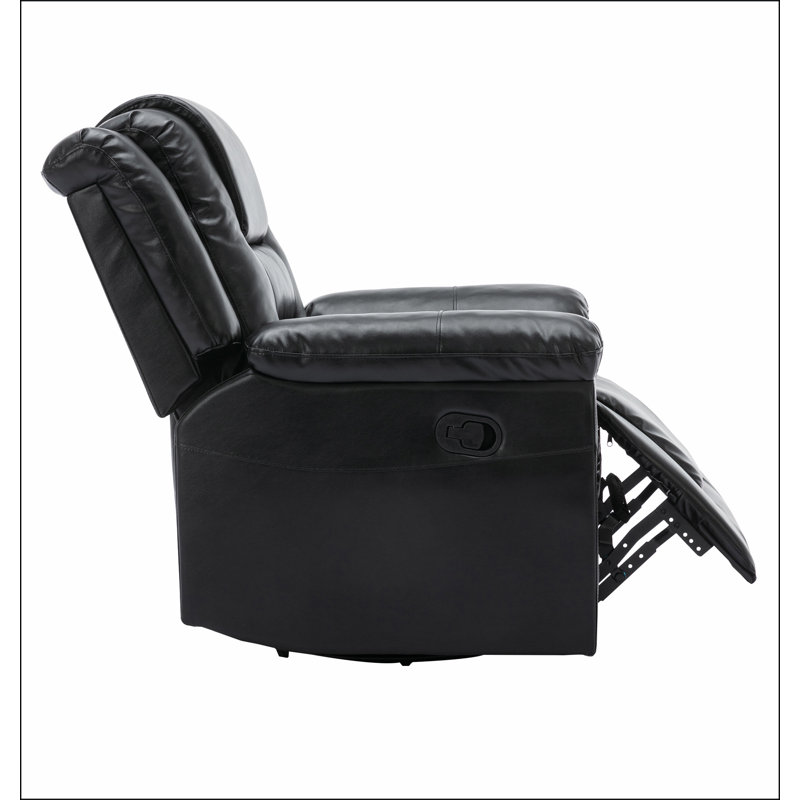 360°Swivel and Rocking Home Theatre Recliner Manual Recliner Chair with Wide Armrest, Black