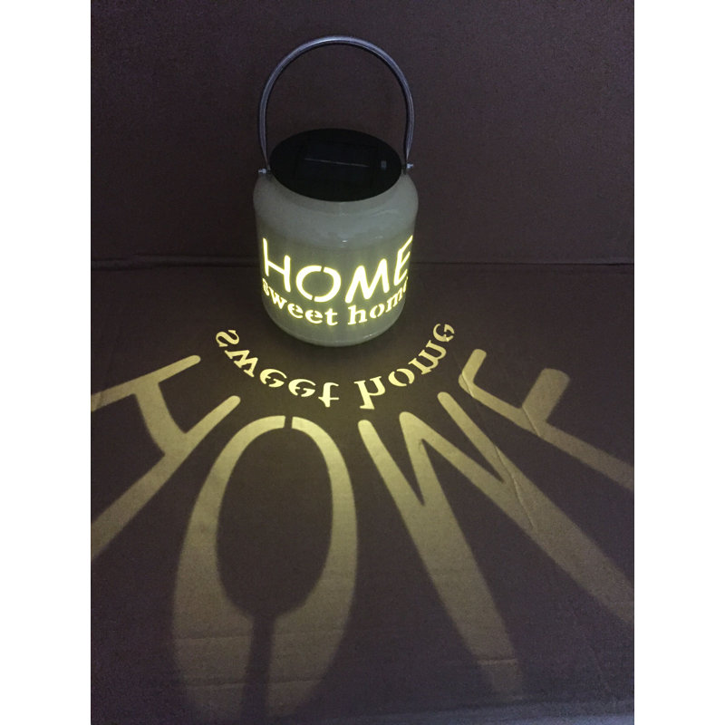 8'' Off-White Aluminum Solar Powered Outdoor Lantern