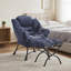 Fauteuil d'appoint compact avec repose-pieds, fauteuil de détente rembourré en tissu pour petits espaces, bleu classique-235369109