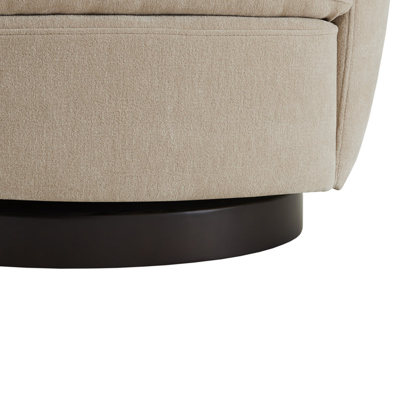 Fauteuil demi-tonneau pivotant rembourré Marcy, Chenille en osier Capri