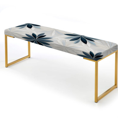 Nordic Tranquility - Geometric Upholstered Gold Bench