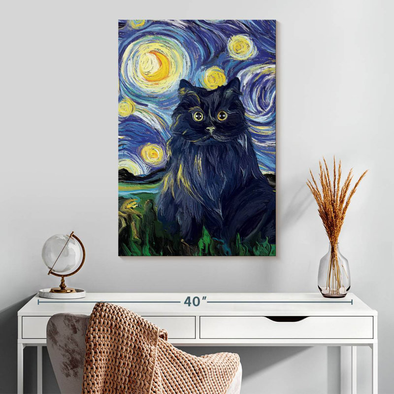 Brampt Abstract Black Cat, 30" H x 20" W
