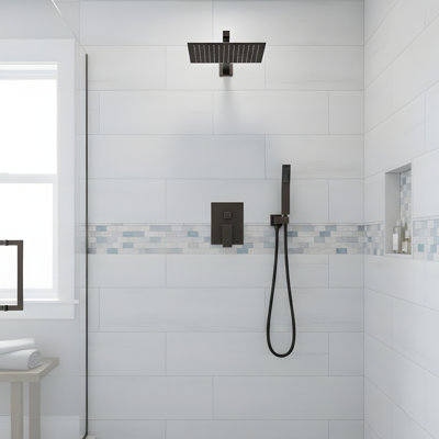 Ensemble de robinet de douche mural avec pomme de douche à effet pluie 10 "et robinet de douche à main