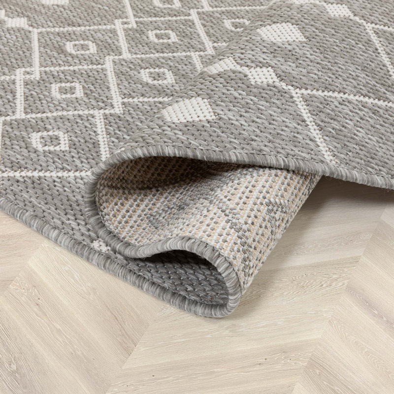 Tapis intérieur / extérieur Marshanna Nord, Gris clair, Rond 5 pi 3 po