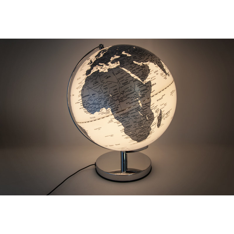 Tabletop Globe, Silver, 42cm H x 30cm W x 30cm D, Blue