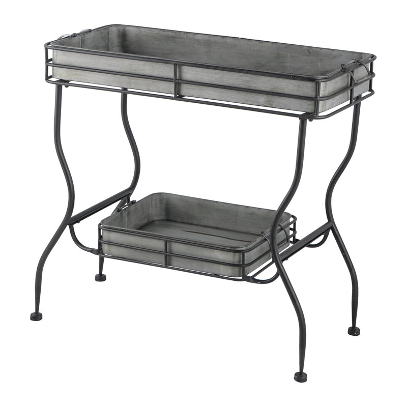 32x15x31" Maggie Galvanized Tray Table Accent Table