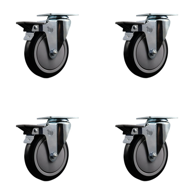 Poly Swivel Posi Brake Caster, Black