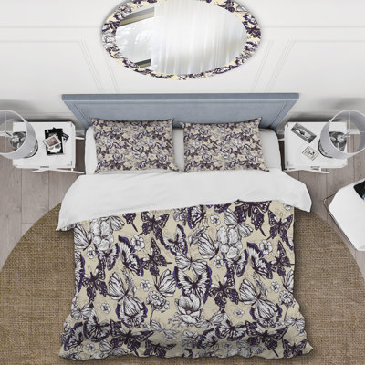 Ensemble de housse de couette en microfibre noir / beige 3 pièces