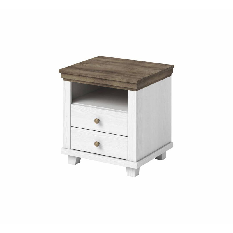 Aaryon 52cm W Manufactured Wood Bedside Table, Abisko Ash